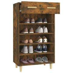 vidaXL Shoe Cabinet Smoked Oak 60x35x105 cm Engineered Wood 5
