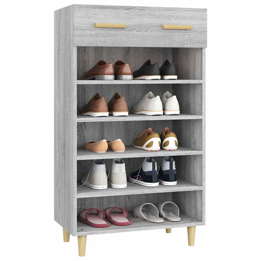 vidaXL Shoe Cabinet Grey Sonoma 60x35x105 cm Engineered Wood 4