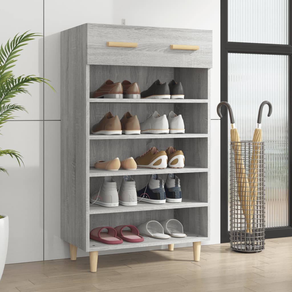 vidaXL Shoe Cabinet Grey Sonoma 60x35x105 cm Engineered Wood 1