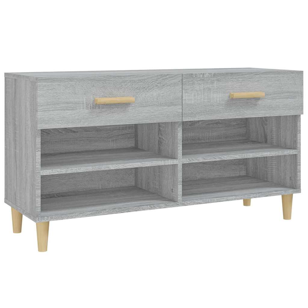 vidaXL Shoe Cabinet Grey Sonoma 102x35x55 cm Engineered Wood 2