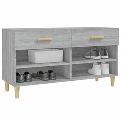 vidaXL Shoe Cabinet Grey Sonoma 102x35x55 cm Engineered Wood 4