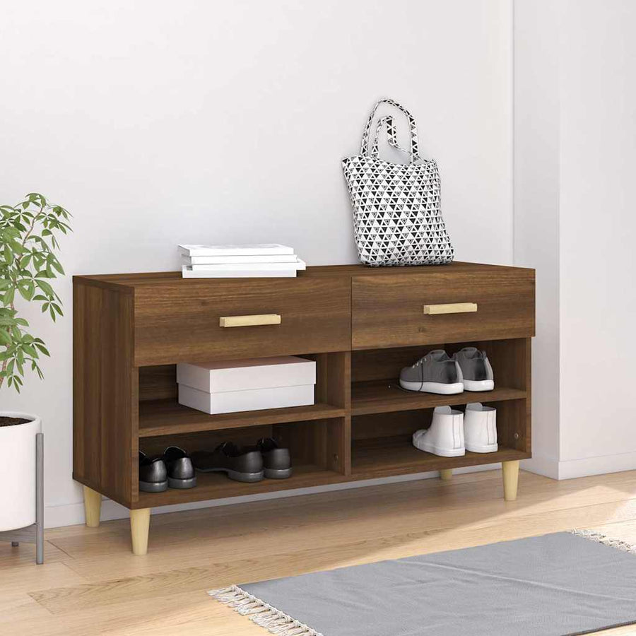 vidaXL Shoe Cabinet Brown Oak 102x35x55 cm Engineered Wood 1
