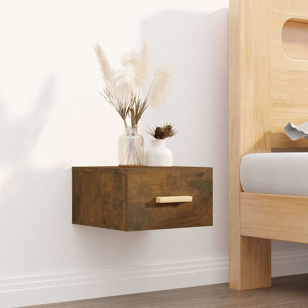 vidaXL Wall-mounted Bedside Cabinets 2 pcs Smoked Oak 35x35x20 cm 3