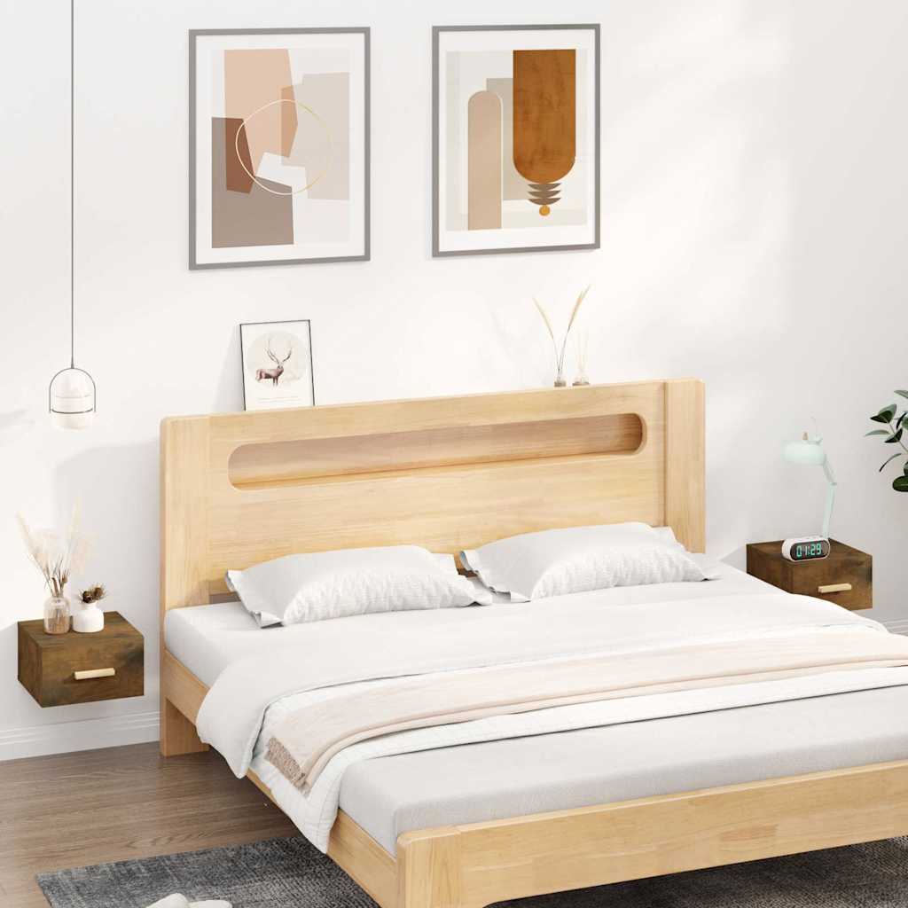 vidaXL Wall-mounted Bedside Cabinets 2 pcs Smoked Oak 35x35x20 cm 1