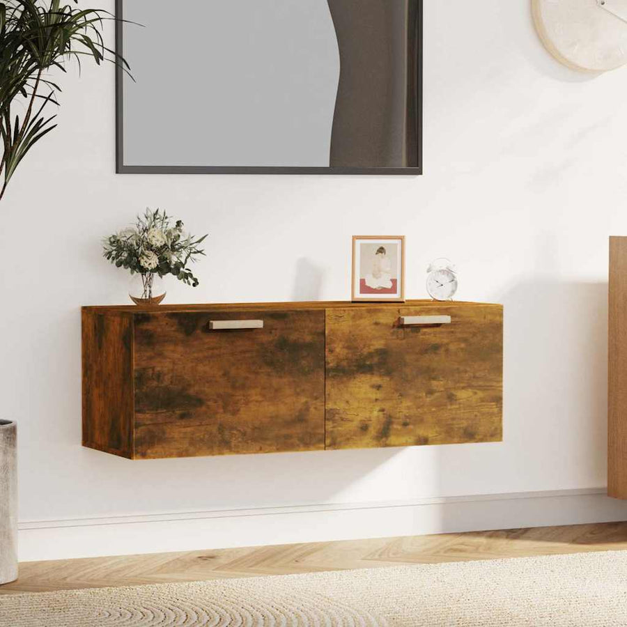 vidaXL Wall Cabinet Smoked Oak 100x36,5x35 cm Engineered Wood 1
