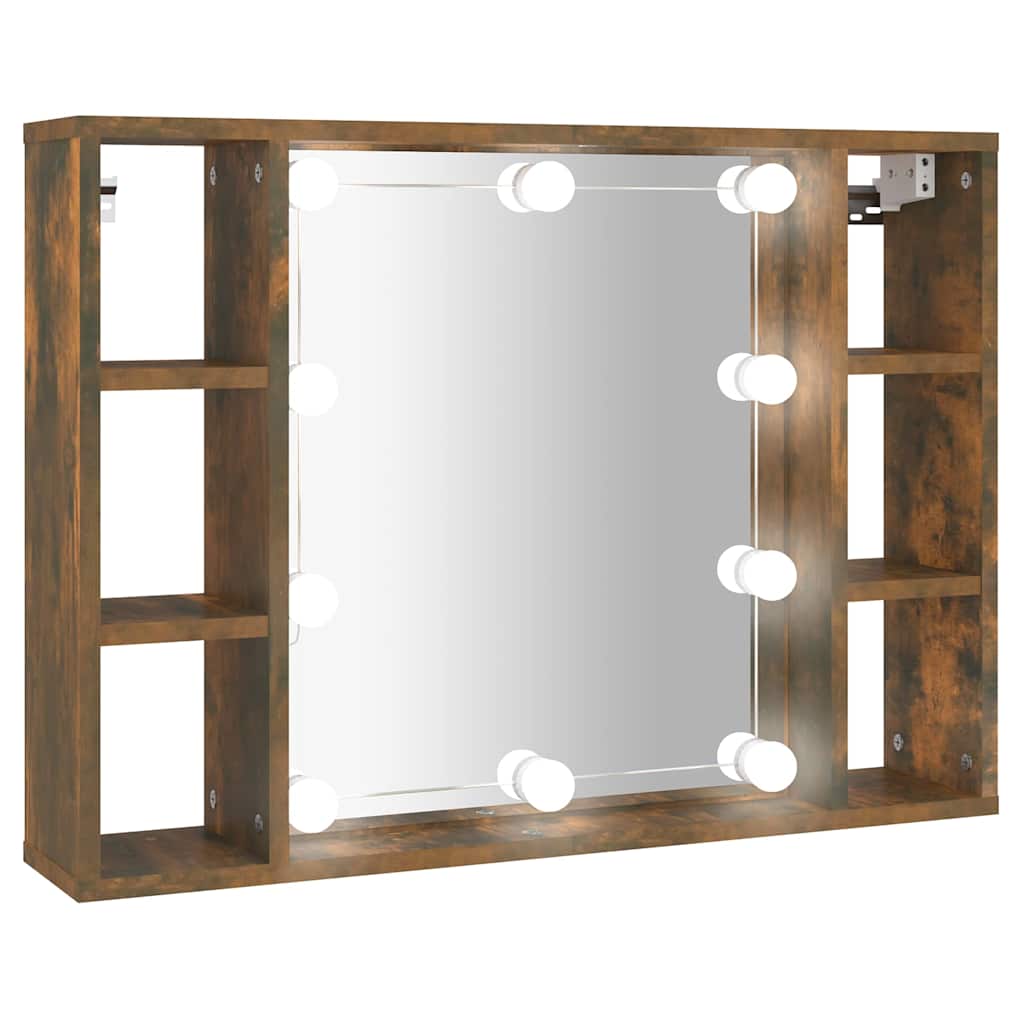 Mirror Cabinet with LED 76x15x55 cm Smoked oak
