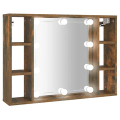 Mirror Cabinet with LED 76x15x55 cm Smoked oak