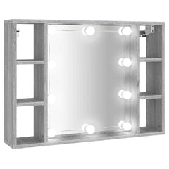 vidaXL Mirror Cabinet with LED Grey Sonoma 76x15x55 cm 2