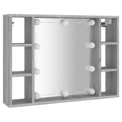 vidaXL Mirror Cabinet with LED Grey Sonoma 76x15x55 cm 3