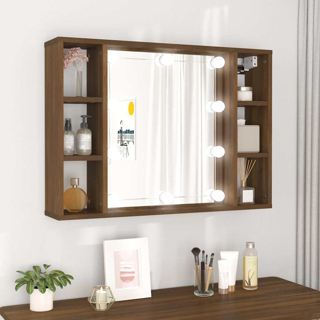 vidaXL Mirror Cabinet with LED 76x15x55 cm