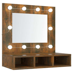 vidaXL Mirror Cabinet with LED Smoked Oak 60x31.5x62 cm 2