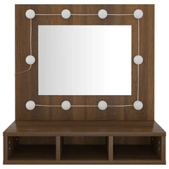 vidaXL Mirror Cabinet with LED Brown Oak 60x31.5x62 cm 5