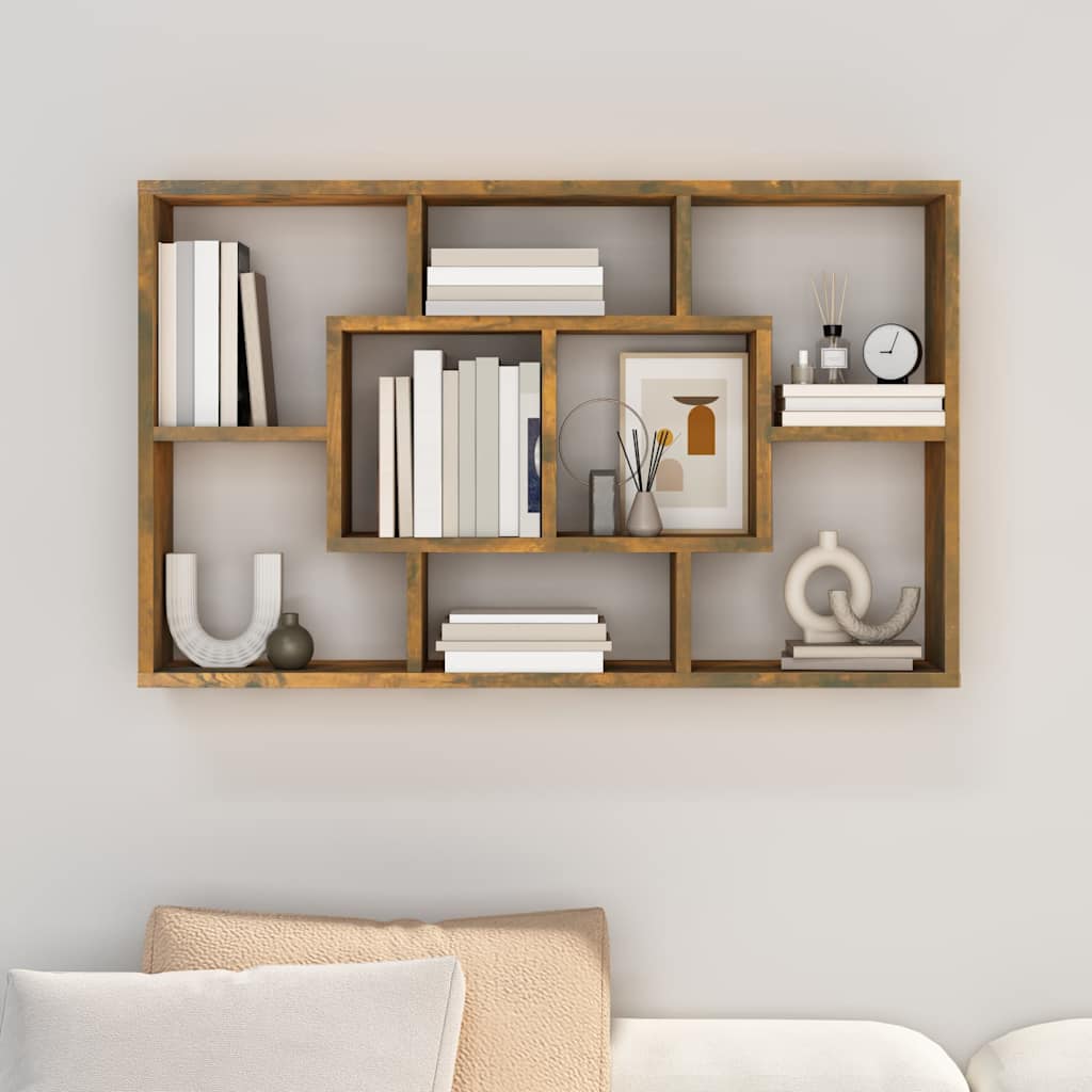 vidaXL Wall Shelf Smoked Oak 85x16x52.5 cm Engineered Wood 3