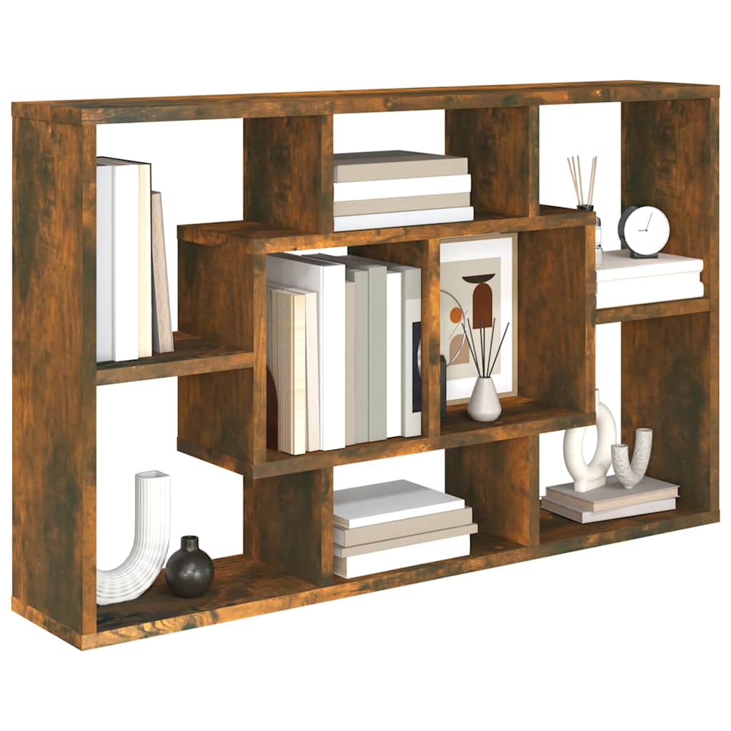 vidaXL Wall Shelf Smoked Oak 85x16x52.5 cm Engineered Wood 4