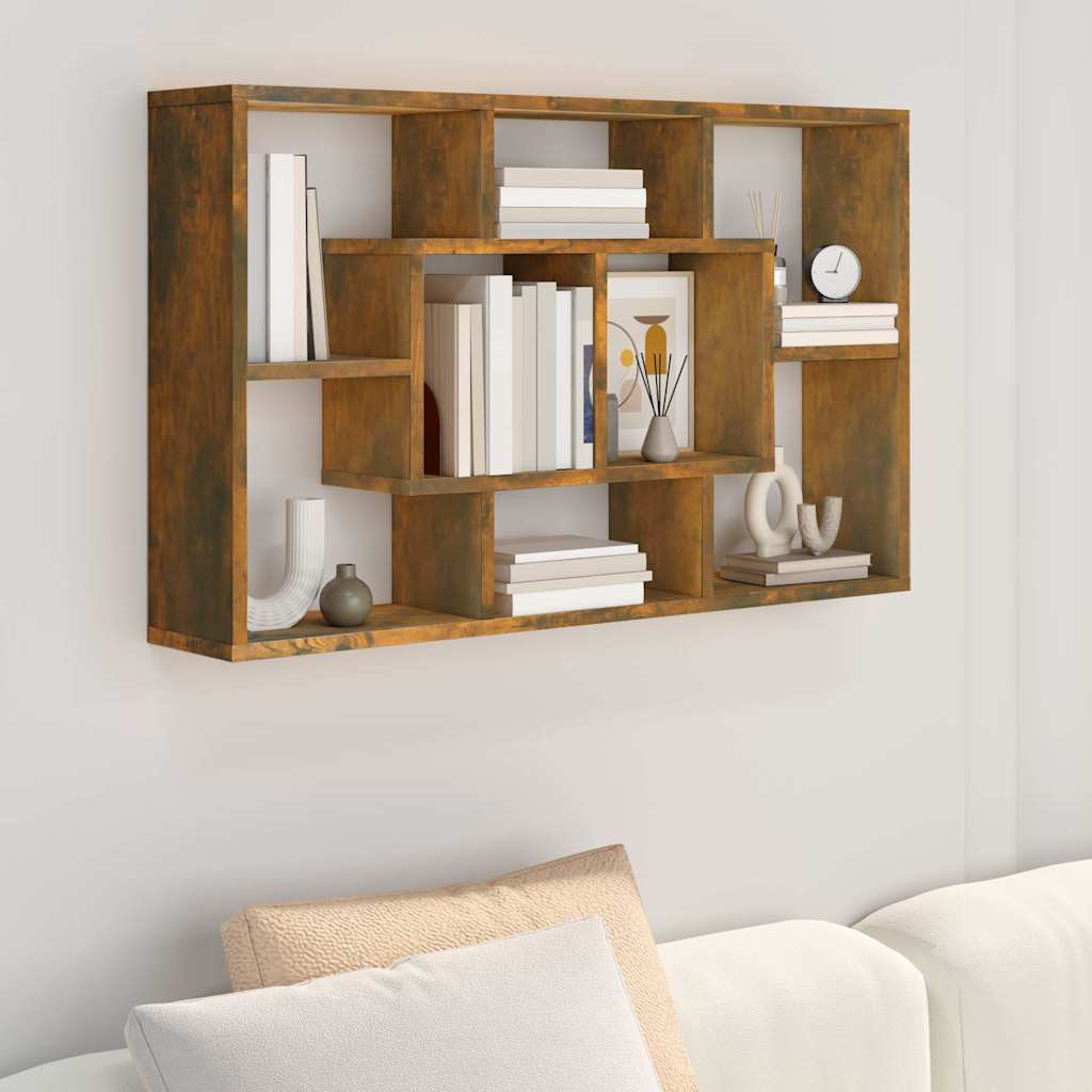 vidaXL Wall Shelf Smoked Oak 85x16x52.5 cm Engineered Wood 1