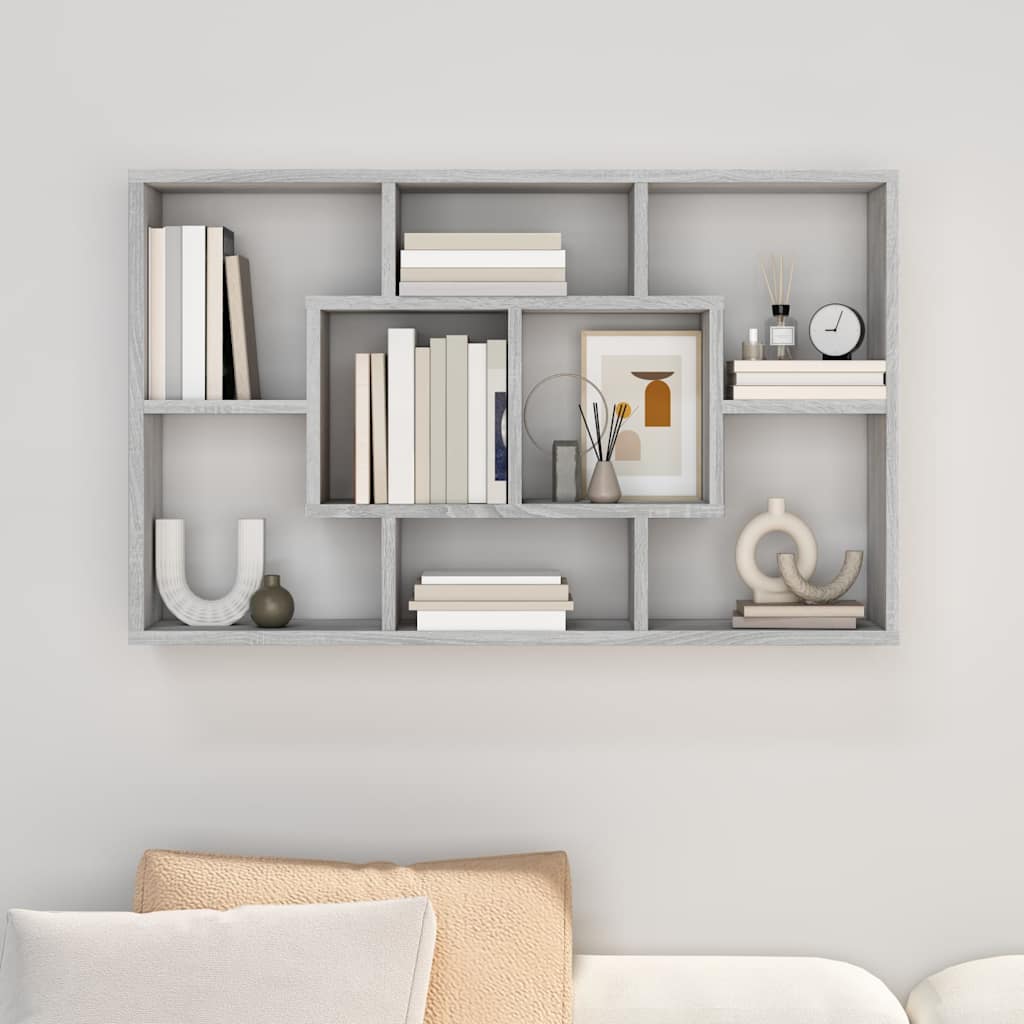 vidaXL Wall Shelf Grey Sonoma 85x16x52.5 cm Engineered Wood 3