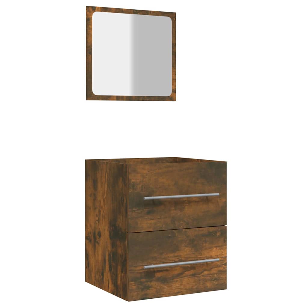 vidaXL Bathroom Cabinet with Mirror Smoked Oak 41x38.5x48 cm Engineered Wood 2