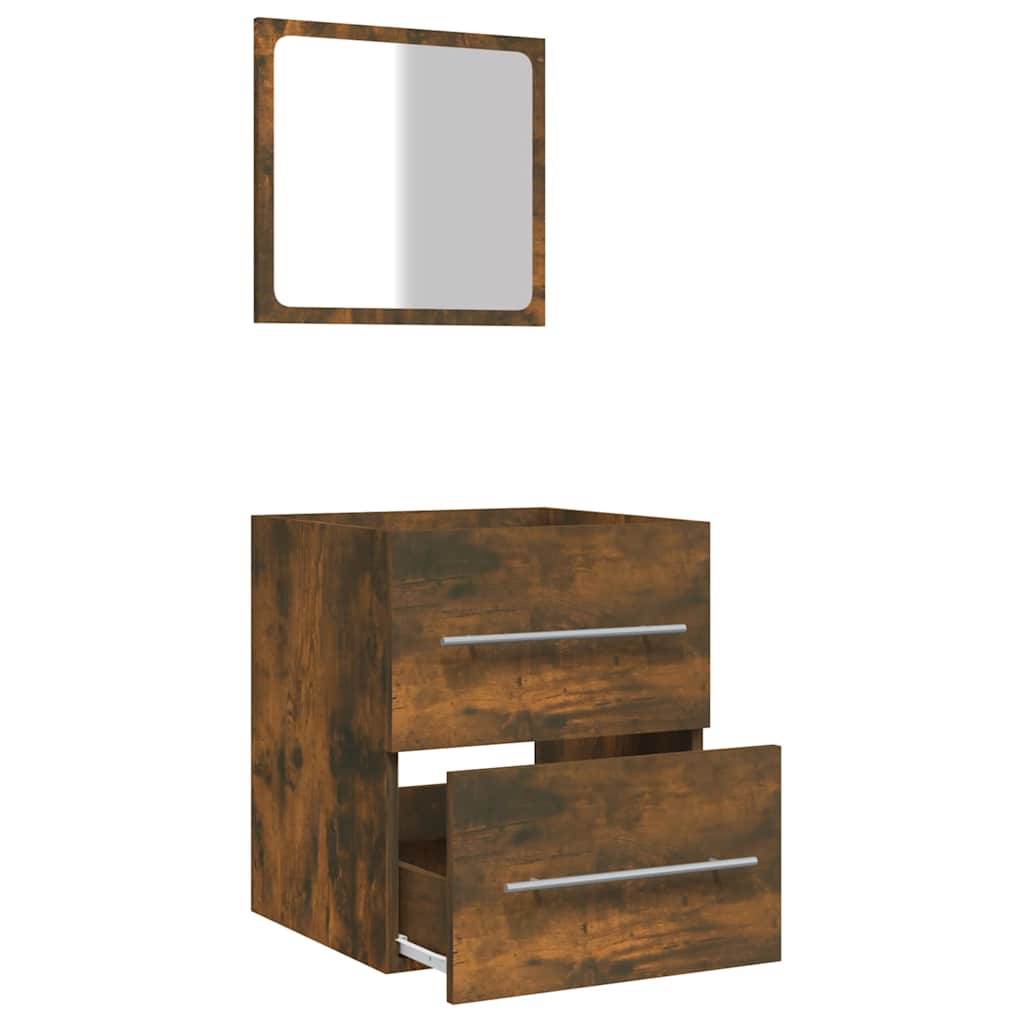 vidaXL Bathroom Cabinet with Mirror Smoked Oak 41x38.5x48 cm Engineered Wood 6