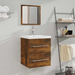 vidaXL Bathroom Cabinet with Mirror Smoked Oak 41x38.5x48 cm Engineered Wood 1
