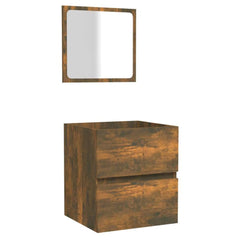 vidaXL Bathroom Cabinet with Mirror Smoked Oak Engineered Wood 2