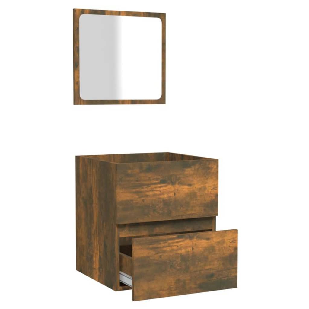 vidaXL Bathroom Cabinet with Mirror Smoked Oak Engineered Wood 6