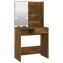 vidaXL Dressing Table with LED Brown Oak 74.5x40x141 cm 2