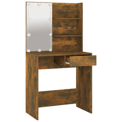 vidaXL Dressing Table with LED Brown Oak 74.5x40x141 cm 4