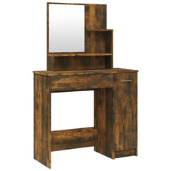 vidaXL Dressing Table with Mirror Smoked Oak 86.5x35x136 cm 2