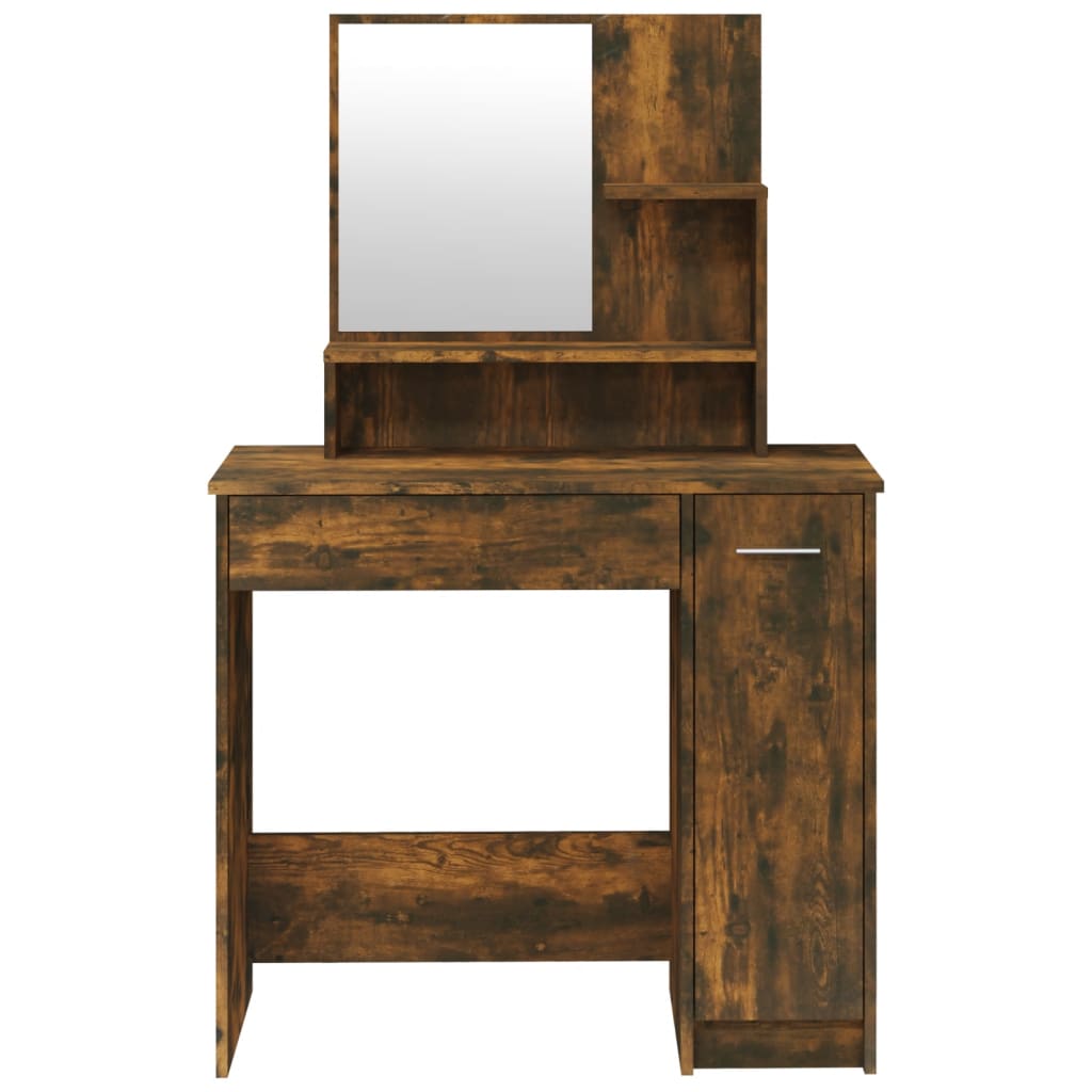 vidaXL Dressing Table with Mirror Smoked Oak 86.5x35x136 cm 6