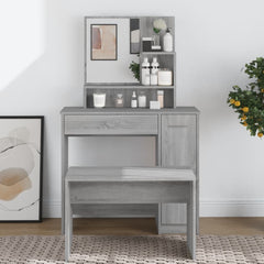 vidaXL Dressing Table with Mirror Grey Sonoma 86.5x35x136 cm 1