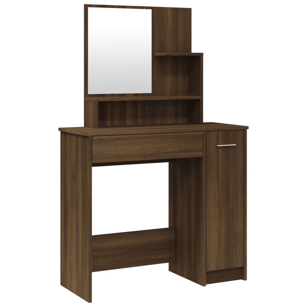 vidaXL Dressing Table with Mirror Brown Oak 86.5x35x136 cm 2