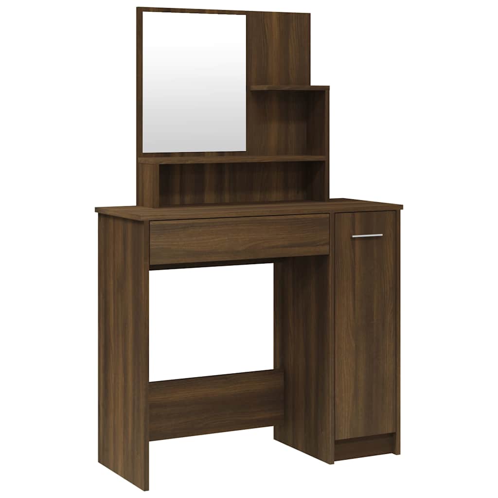 Dressing Table with Mirror 86,5x35x136 cm Brown oak