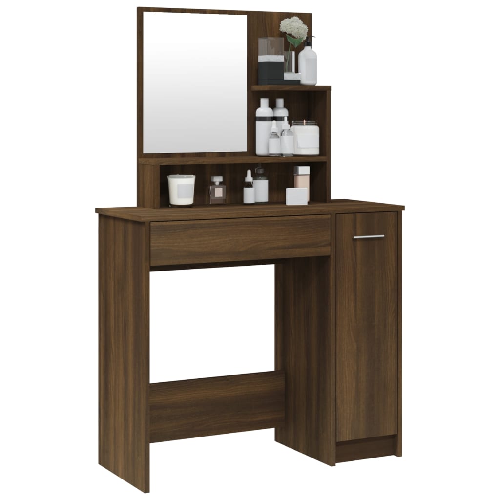vidaXL Dressing Table with Mirror Brown Oak 86.5x35x136 cm 4