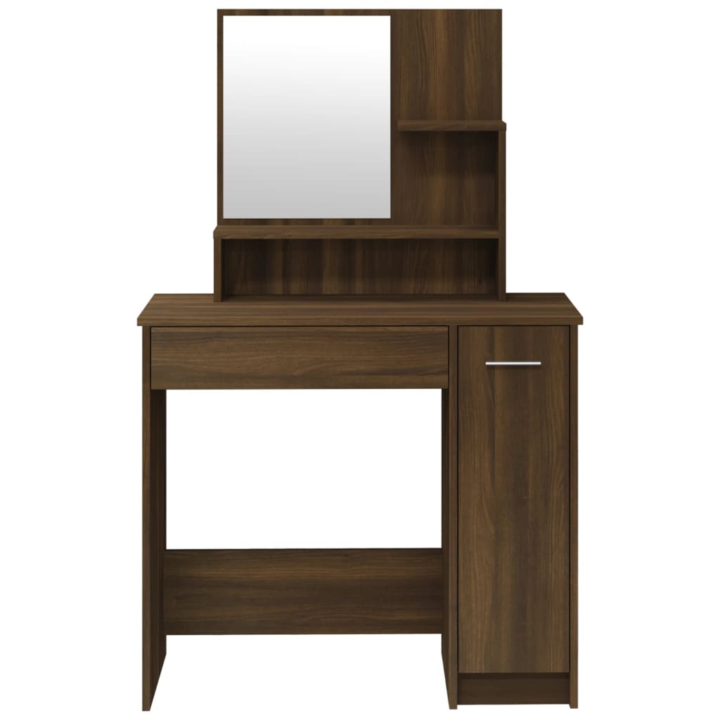 vidaXL Dressing Table with Mirror Brown Oak 86.5x35x136 cm 6