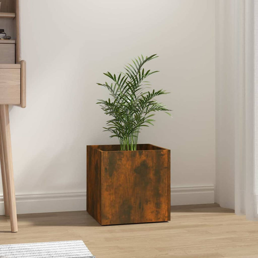 vidaXL Planter Box Smoked Oak 40x40x40 cm Engineered Wood 1