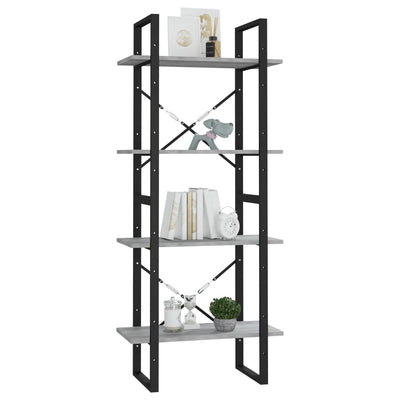 4-Tier Book Cabinet Grey Sonoma 60x30x140 cm Engineered Wood