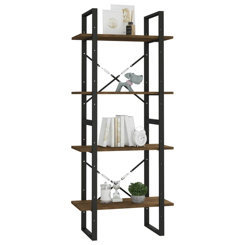 4-Tier Book Cabinet Brown Oak 60x30x140 cm Engineered Wood