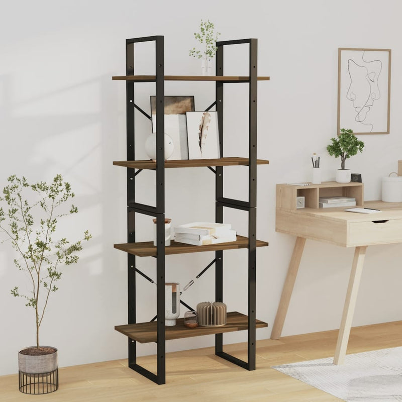 4-Tier Book Cabinet Brown Oak 60x30x140 cm Engineered Wood