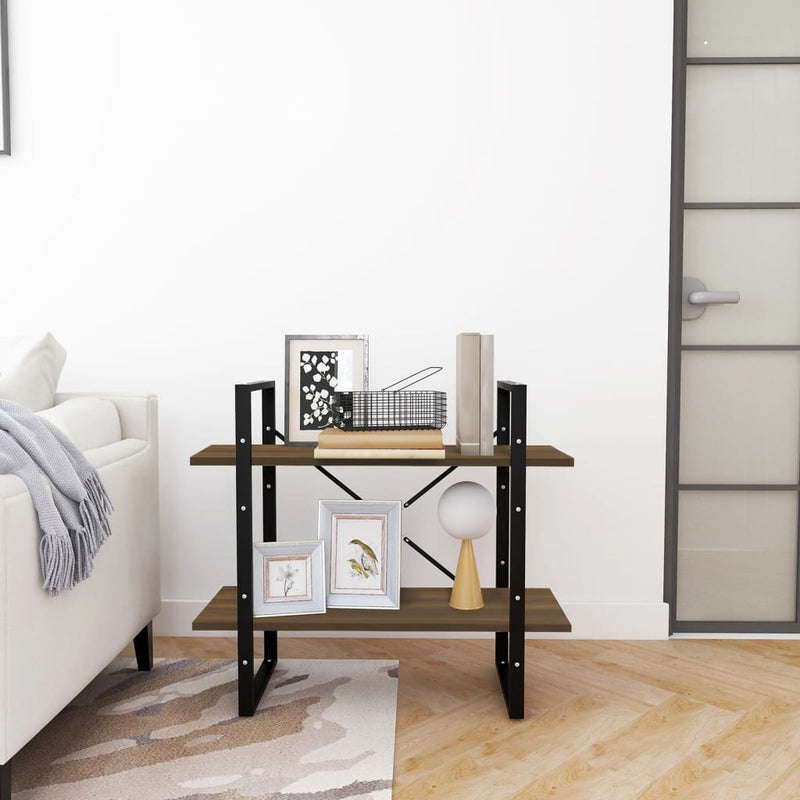 2-Tier Book Cabinet Brown Oak 80x30x70 cm Engineered Wood