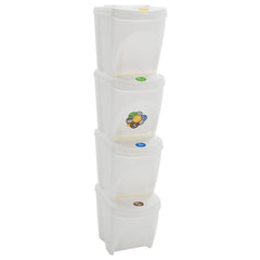 vidaXL Stackable Garbage Bin Boxes 4 pcs White 100 L Polypropylene 1