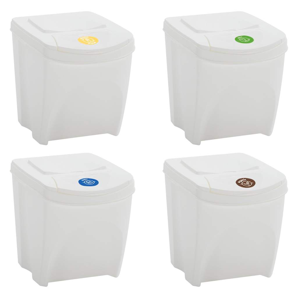 vidaXL Stackable Garbage Bin Boxes 4 pcs White 100 L Polypropylene 3