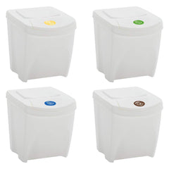 vidaXL Stackable Garbage Bin Boxes 4 pcs White 100 L Polypropylene 3