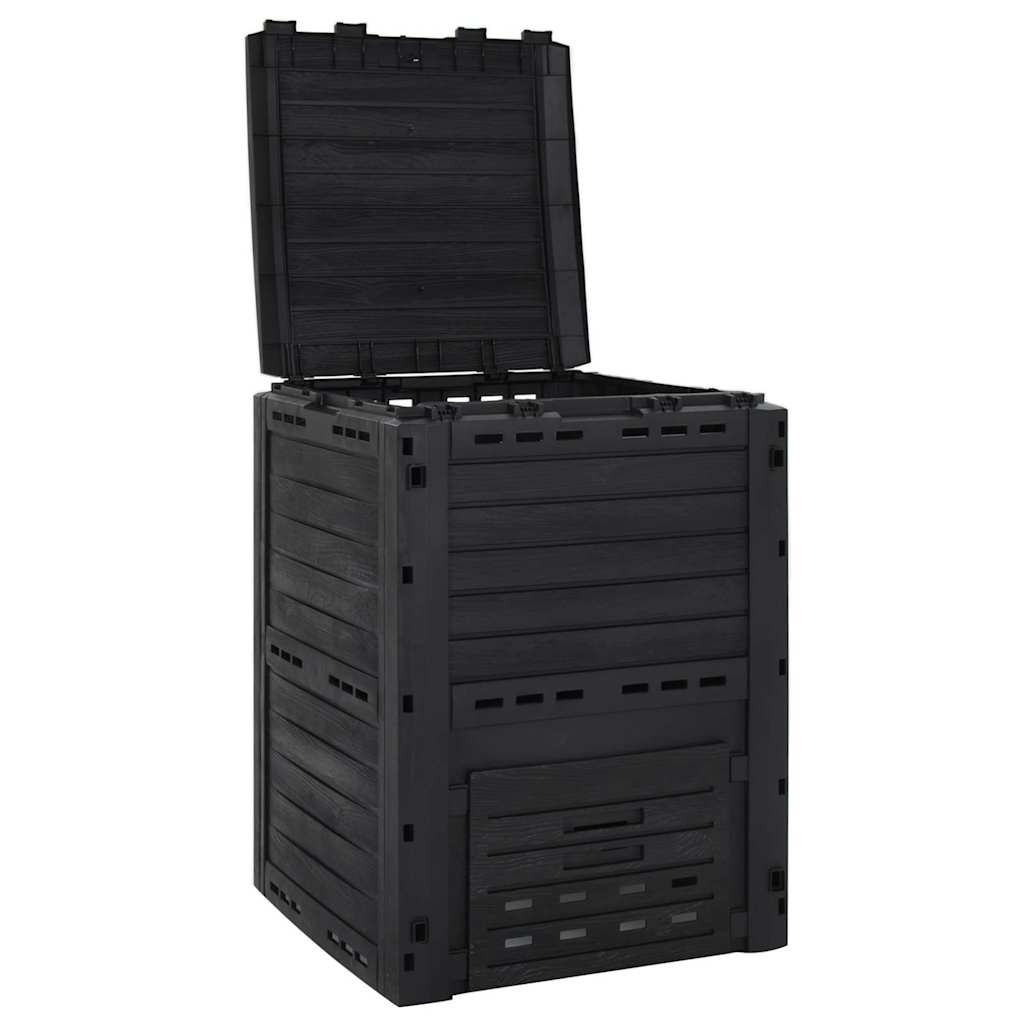 vidaXL Garden Composter Black 280 L Polypropylene 4