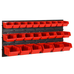 vidaXL 26 Piece Workshop Shelf Set Red and Black 77x39cm Polypropylene 1