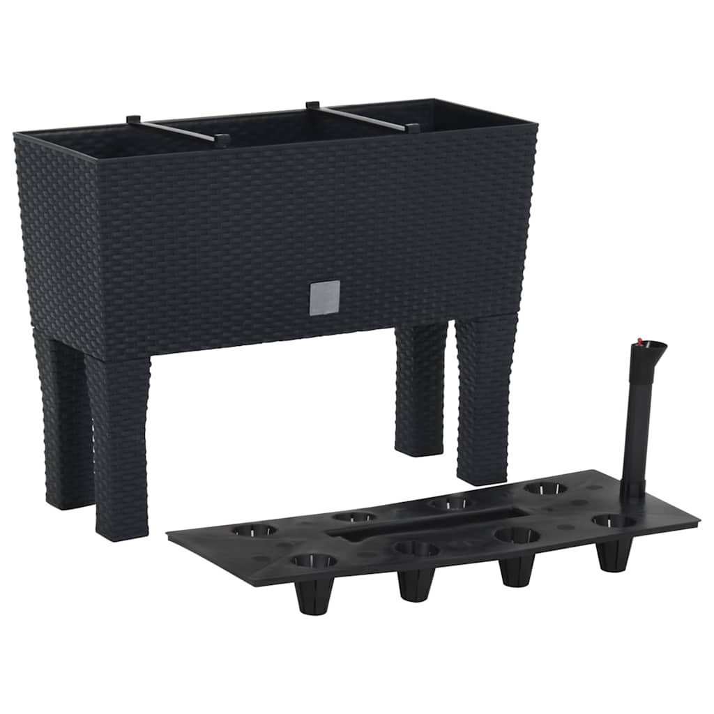 152208 vidaXL Raised Garden Bed Anthracite 60x25x46 cm PP Rattan 1