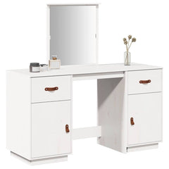 vidaXL Dressing Table Set with a Mirror White Solid Wood Pine 4