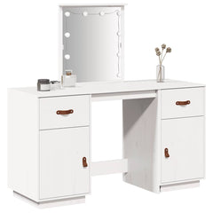 vidaXL Dressing Table Set with LED White Solid Wood Pine 4
