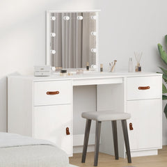 vidaXL Dressing Table Set with LED White Solid Wood Pine 1