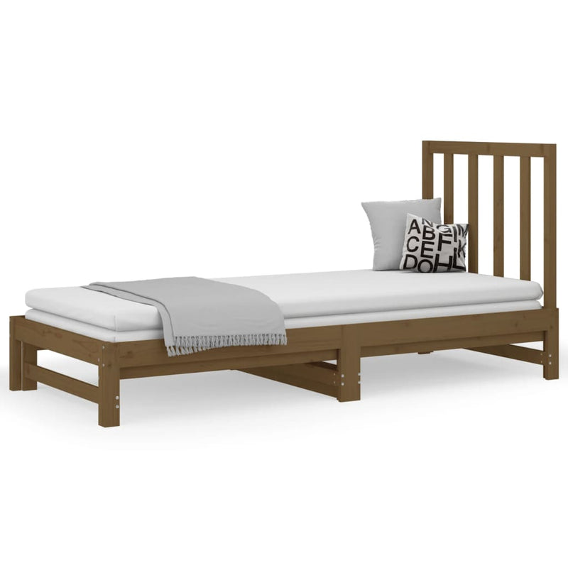 Pull-out Day Bed Honey Brown 2x(90x190) cm Solid Wood Pine