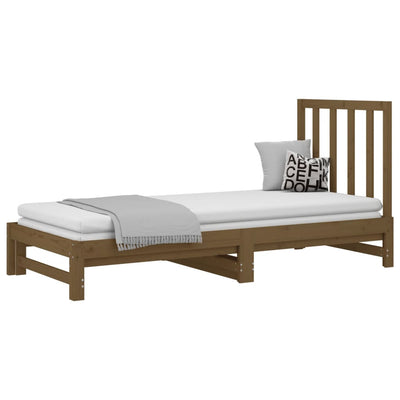 Pull-out Day Bed Honey Brown 2x(90x190) cm Solid Wood Pine